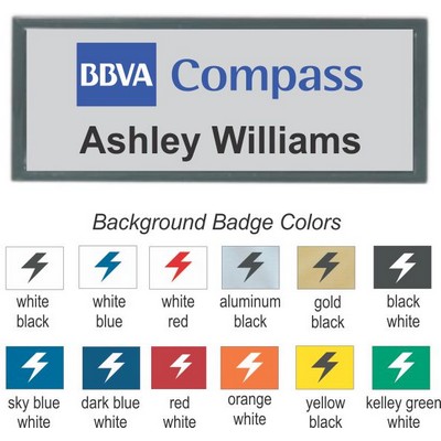 Square Corner Name Badge w/Black Frame (3"x 1")
