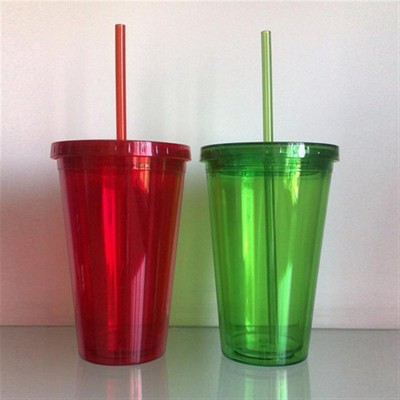 22 Oz. Double Wall Acrylic Cups w/Matching Straw