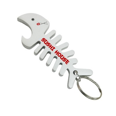 Big Fish Bone Bottle Opener & Cord Winder Keychain