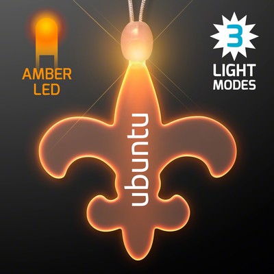 Light Up Fleur de Lis Acrylic Necklace with Amber LED - PRINTED