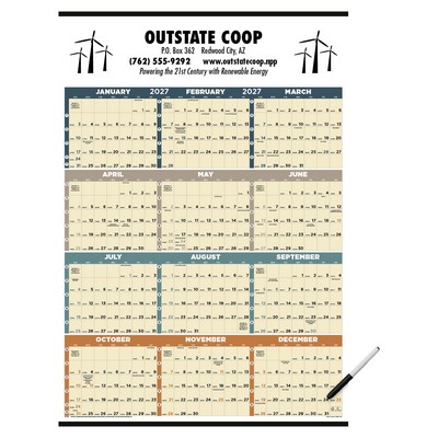 Triumph® Calendars Time Management Span-A-Year (Laminated w/Marker) Calendar