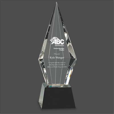 Obelisk Facet Crystal Award on Black Pedestal Base (9½")