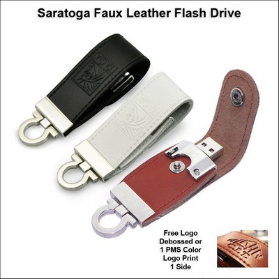 Saratoga Faux Leather Flash Drive - 128 MB Memory