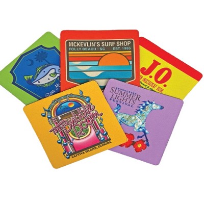 4" Multi-Color Square Fabric Coaster w/Neoprene Like Back