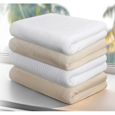 100% Cotton Jaipur Big Honeycomb Beige Twin Thermal Blanket
