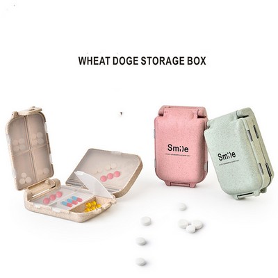 Wheat Straw Plastic travel portable medicine Pill organizer box