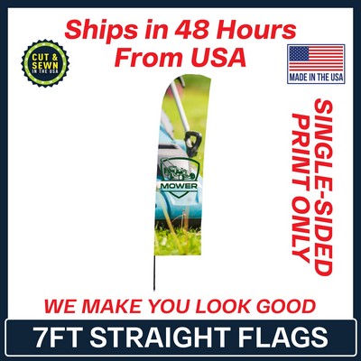 7' Single Sided Premium Straight Flag - Graphic Only - Made in the USA