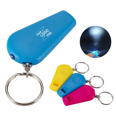 LED Flashlight Keychain w/Whistle