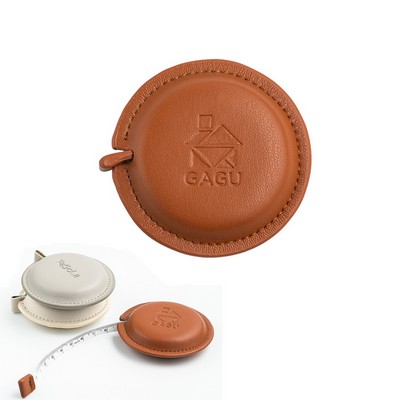 Debossed PU Leather Retractable Tape Measure