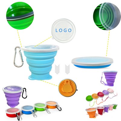 6 Oz Silicone Collapsible Cup With Lid Coffee Outdoor Travel