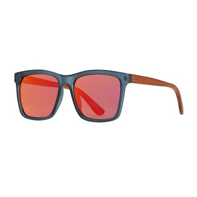 Koa Matte Navy Blue & Walnut Polarized Sunglasses