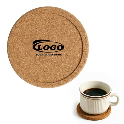 Round Cork Coasters w/ Raised Rim