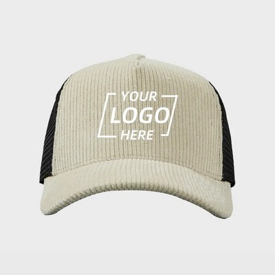 Blank 5 Panel Corduroy Trucker Hats