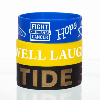 1" Rush Debossed Silicone Wristband with Colorfill