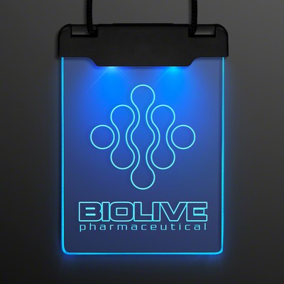 LASER ENGRAVED - Blue Space Glow Light Badge Necklace - PRINTED