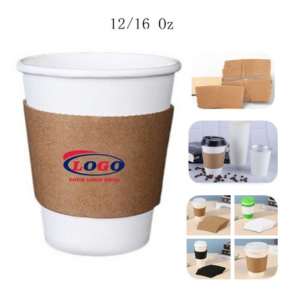12 & 16Oz Rectangular Corrugated Coffee Cup Sleeve For Insulation