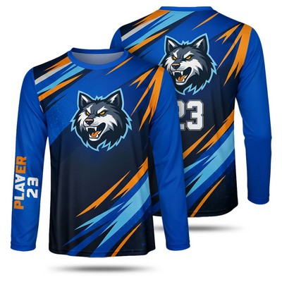 Custom Sublimated Long Sleeve T Shirt 5.3 Oz