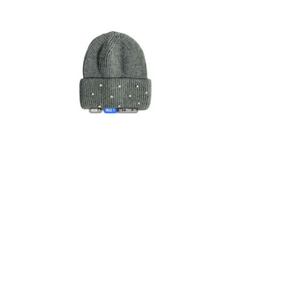 Cuffed Knitted Beanie with Luxury Stones