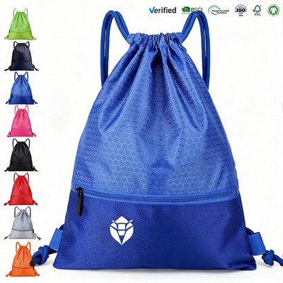 Lightweight Sports 420D Drawstring Backpack