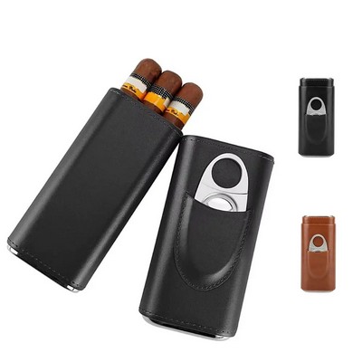 Leatherette Cigar Case With Cutter
