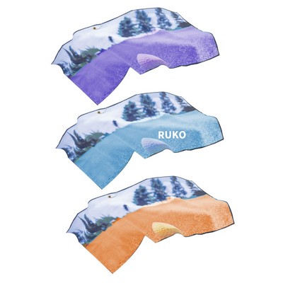 40" x 75" Sublimated Plush Microfiber Beach Towel with Cotton Terry Loops