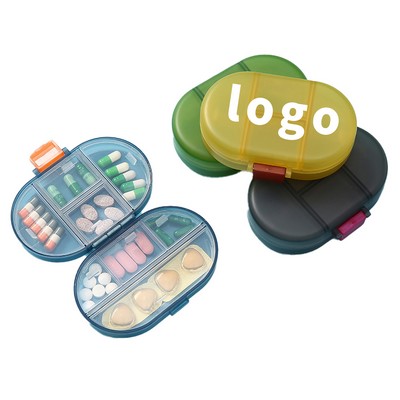 Portable 8 Compartment Double Layer Pill Box