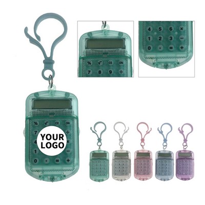 Flip Top Mini Calculator With Keychain Attachment