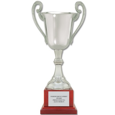 Loving Cup Trophy w/ attached Cherry Finish Base (12½" h)