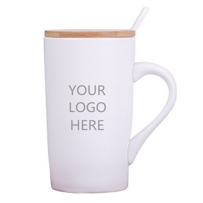 Ceramic Mug with Spoon & Lid