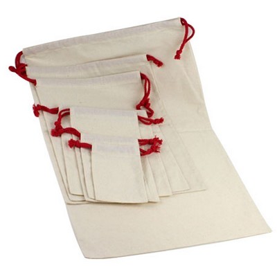 Bleached Cotton Pouch w/Red Cord (10"x16")
