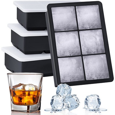 6-Cavity Large Square Silicone Ice Cube Tray & Baking Mold