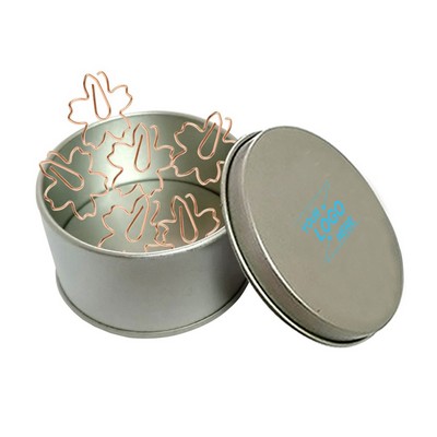 Flower Shaped Paper Clips w/Tin Container