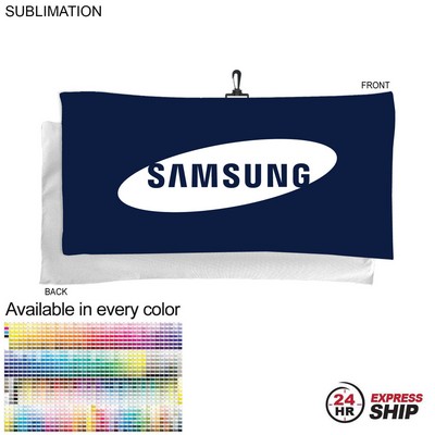 24 Hr Express Ship - Oversized Golf Towel in Microfiber Terry, w/Black Hook, Sublimated (20"x40")