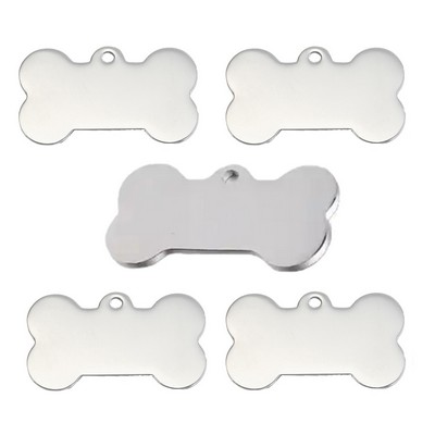 Silver Bone Shaped Brass Pet Tag (1.97" x 1.1")