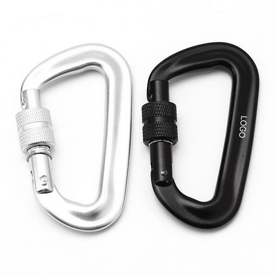 Aluminum Alloy D Shape Locking Carabiner Keychain Clip Outdoor Use Pet Leash Attachment