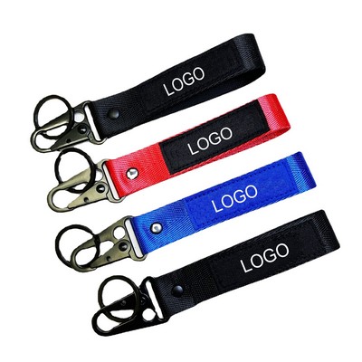 Wrist Strap Motorcycle Fabric Keychain with Eagle Hook