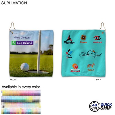 48 Hr Quick Ship - Colored Microfiber Dri-Lite Terry Golf Towel, Nofold, Sublimated 2 sides (12"x12"