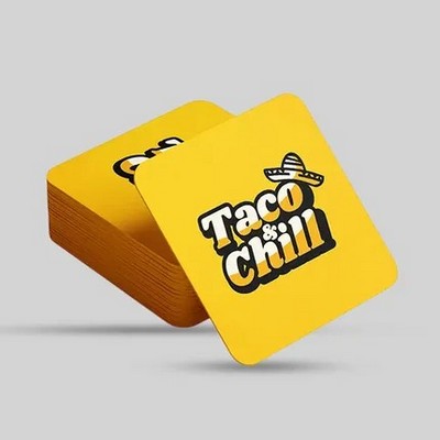 Custom Square Pulpboard Coaster - Printed Matte - 4" Dia x 40 pt