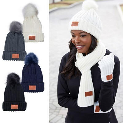 Leeman™ Knit Beanie with Fur Pom Pom