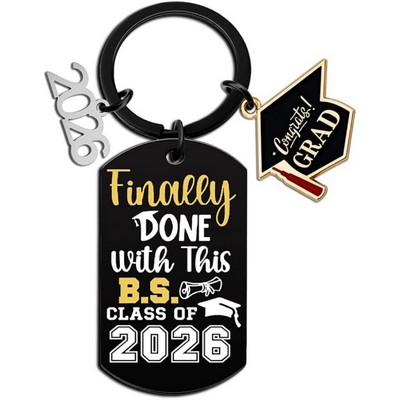 Stainless Steel Class of 2026 Graduation Keychain
