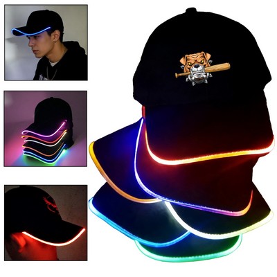 LED Light Up Baseball Cap – Glowing Neon Brim Snapback Hat
