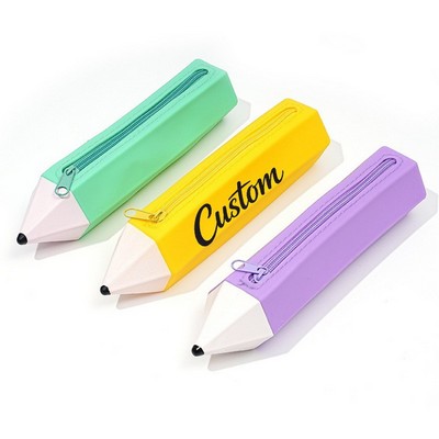 Silicone Pencil Shape Zipper Pencil Case