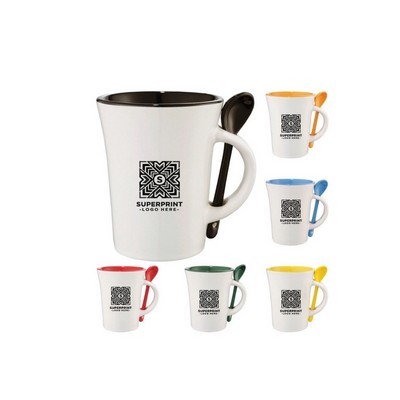 10 oz. Tapered Ceramic Mug with Matching Mini-Spoon