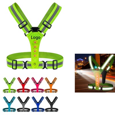 LED Adjustable Reflective Safety USB Rechargeable Vest