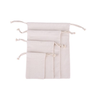 Natural Cotton Canvas Drawstring Storage Pouch