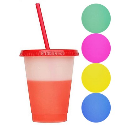 Color-Changing Party Cups with Lids and Straws
