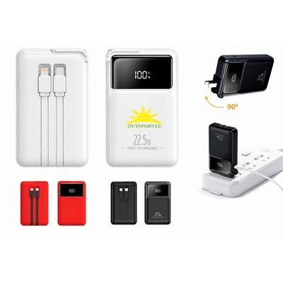 20W Fast Charging 10000 mAh Power Bank with AC Wall Plug