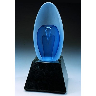 Blue Frost Fountain Art Glass Sculpture w/o Marble Base (3"x6")