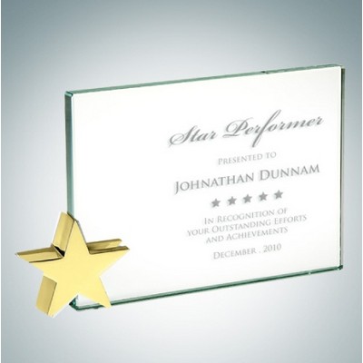 5" Achievement Jade Glass Award Plaque w/ Brass Star