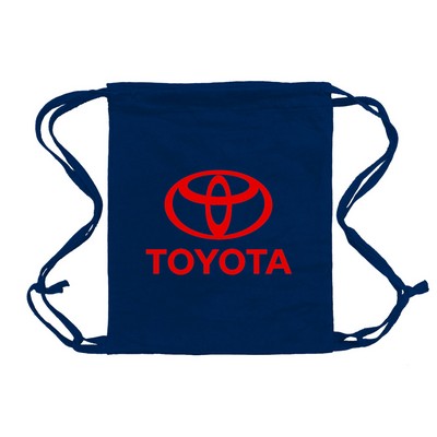 Navy Blue Blended Knitted Tote Drawstring Bag (14"x17")